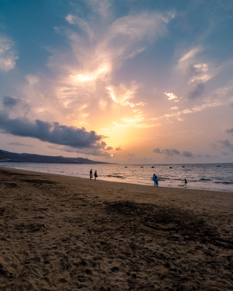 Warm colourful sunset at Las Canteras